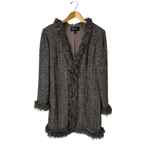 St. John Jackets & Blazers - St John Couture Tweed Fringe Jacket Blazer Size 12